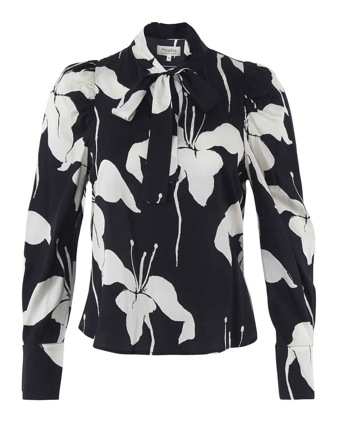 шелковая блуза PSOPHIA SHR1409 черный+белый l