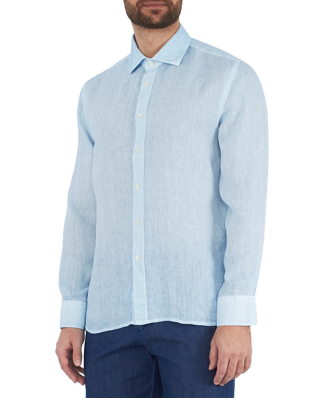 рубашка 120% lino Y0M1311-S-00 голубой l, размер l - фото 3