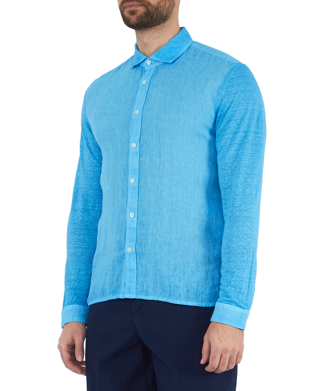 рубашка 120% lino Y0M70FG голубой 2xl, размер 2xl - фото 3